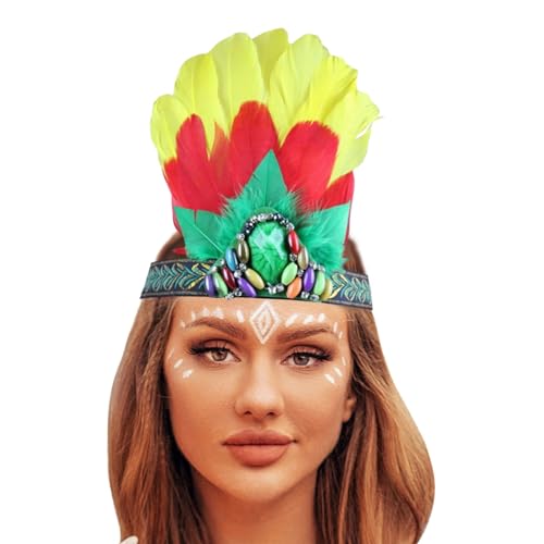 Bijou de tête pour femme - Bijou à plumes - Bijou ethnique - Brésil - Accessoire de cheveux tendance - Costume de carnaval - Costume de carnaval - Cosplay