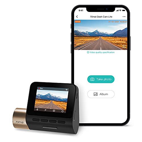 70mai Dash Cam Lite, Smart Car Camera 1080p, WiFi Dash Camera for Cars Sony IMX307, 2 LCD Screen, Parking Monitor, G-Sensor, Super Night Vision, Loop Recording, iOS Android Mobile App WiFi (2021)