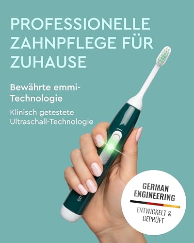 emmi-pet 2.0 Ultraschall-Zahnbürste, Geräuschlose Hundezahnbürste ohne Schrubben mit 96 Mio. Schwingungen - beugt Zahnstein & Entzündungen vor – Inkl. Ultraschall-Aufsätze & Hundezahnpasta – Grün
