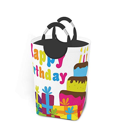 Wäschesack,Bunte Geschenke leckerer Kuchen drucken,Großer faltbarer Wäschekorb,zusammenklappbarer Wäschekorb,zusammenklappbarer