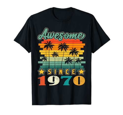 55 Years Old Gifts Men Women Awesome Since 1970 55th Bday Camiseta