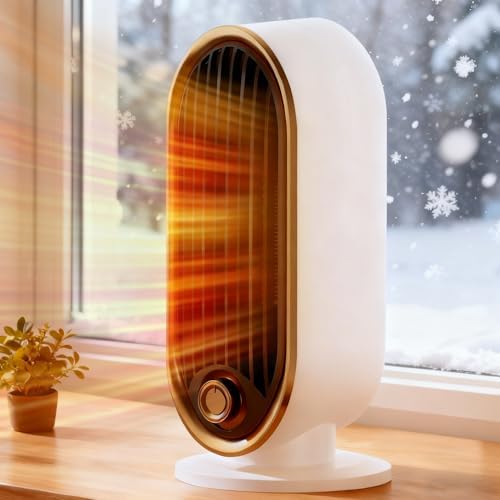 Space Heater, 800 Watts Space Heaters for Indoor Use, Tip-Over Protection, Fast Heat, Thermostat, Desktop and Floor, Small Portable Space Heater for Bedroom, Office, Dorm, Living room, Garage Space Heater, 800 Watts Space Heaters for Indoor Use, Tip-Over Protection, Fast Heat, Thermostat, Desktop and Floor, Small Portable Space Heater for Bedroom, Office, Dorm, Living room, Garage