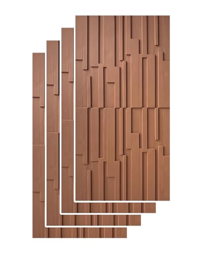 Paneles de pared estriados 3D, paneles de mosaico con diseño de listones para sala de juegos y fondo de TV, decoración de pared con textura de cemento, juego de 4