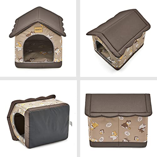 Jiupety Dog House Indoor, M Size Indoor Dog House for Medium and Small Dog, Warm Cave Sleeping Nest Bed for Cats and Dogs, Brown - Image 4