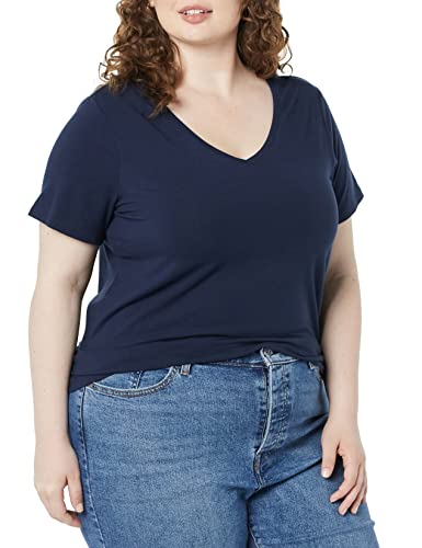 Image of Amazon Essentials Women's Plus Size Short-Sleeve V-Neck T-Shirt