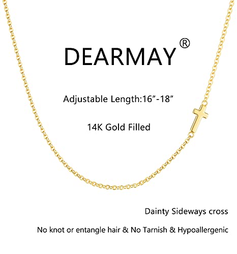 Dearmay Dainty Tiny Gold Sideways Cross Necklaces For Women, 14K Gold Cross Necklace For Women Simple Small Mini Gold Cross Pendant Necklace Thin Chain Choker Necklaces Jewelry For Women Girls Gift #TOP4