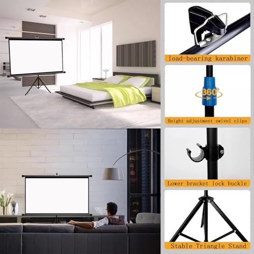 Pantalla de proyector 72in con soporte, relación 4:3, 4K HD para películas y presentaciones indoor/outdoor miniatura 4