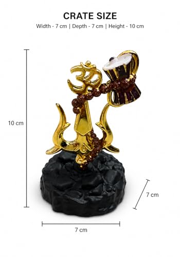 Image of Trishul Damroo Idol with Original Rudraksha Beads | Lord Shiva Symbol Murti for Car Dashboard, Home Decor & Office Table | Spiritual Gift for Pooja, Housewarming & Festive Use