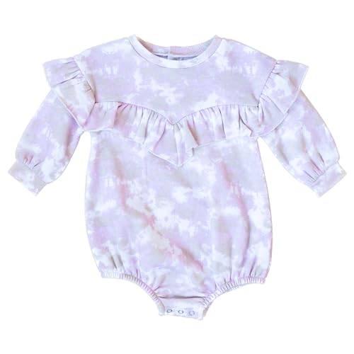 GRAYSON/THREADS Baby Girl Long Sleeve Printed Ruffle Onesie with Snap Closures (Pink Camo, NB)