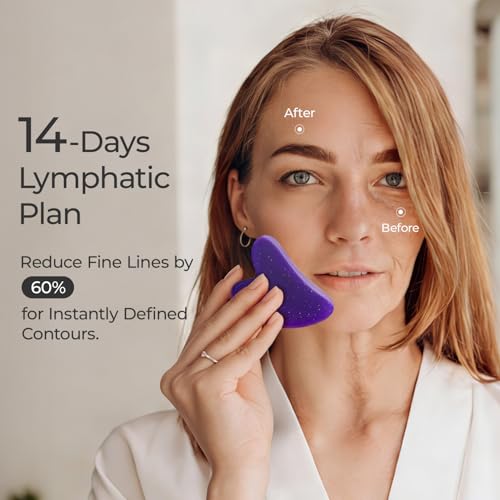 Image of Scienlodic 2 Pcs Gua Sha Massage Tools for Face & Body (Purple, Resin) - Guasha Scraping Tool for Jawline Contouring, Puffiness Reduction, Neck, Shoulders, Arms & Calves Relaxation