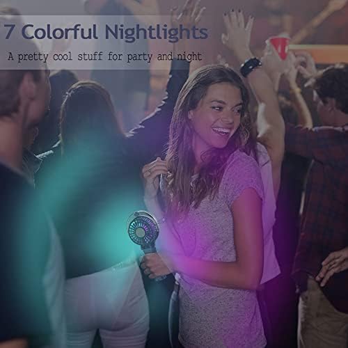 HandFan Personal Fan Handheld Water Misting Fan with Colorful Nightlight Mini USB Desk Fan 2000mAh Rechargeable Battery Operated 3-13H Working Time for Office Outdoor Travel Camping