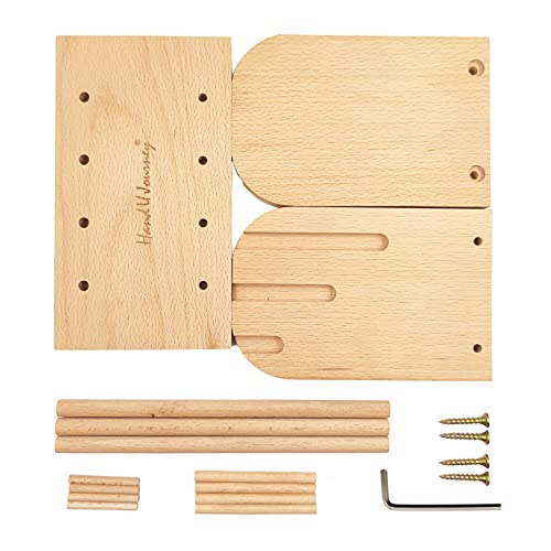 HAND U JOURNEY Wooden Spools Holder with 3 Thread Spool/Multifunctional Beech Thread Rack Organizer for Macrame Weaving Cord/String, Sewing Threads or Wool Yarn