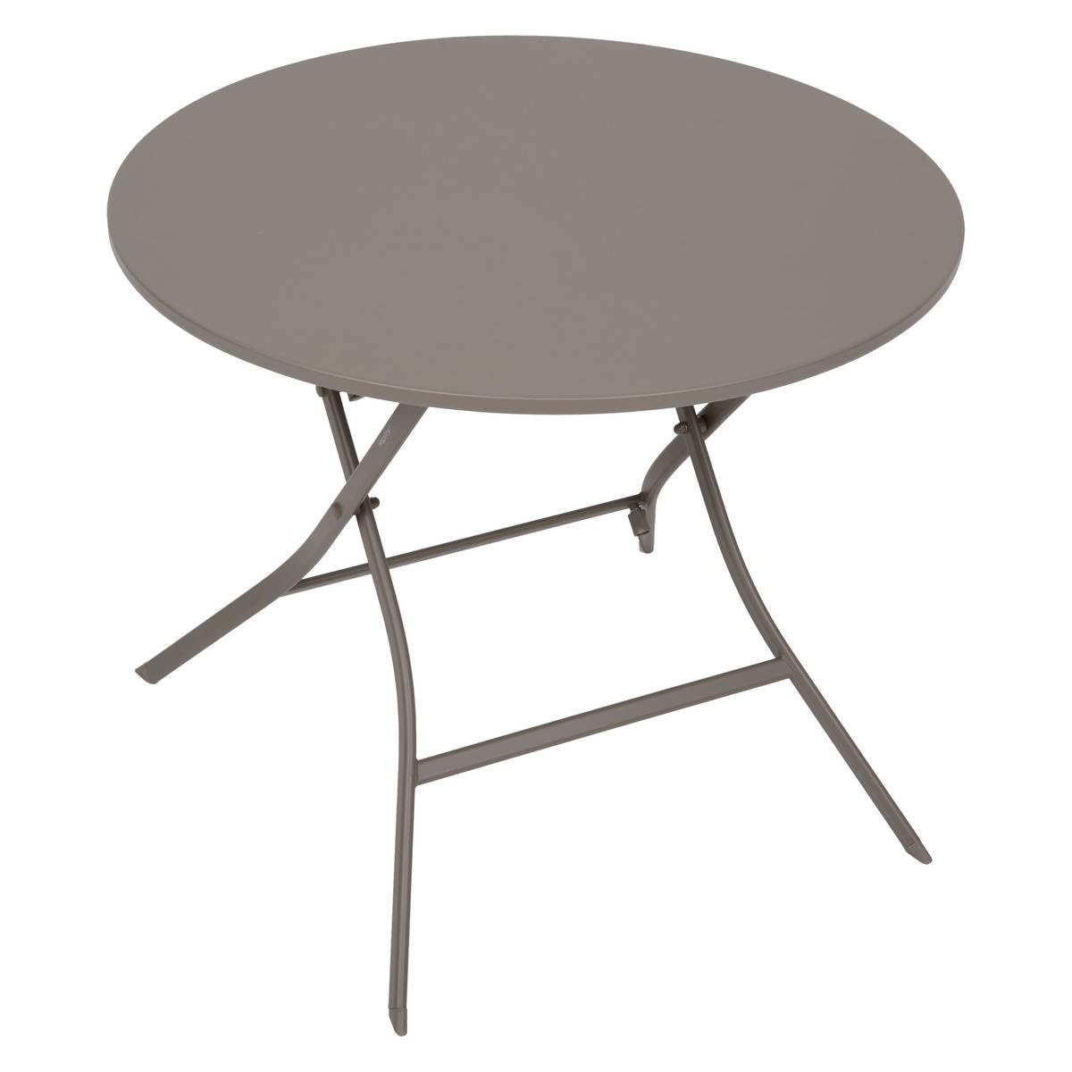 Hespéride - Tavolo da giardino rotondo pieghevole Greensboro per 4 persone - Acciaio rinforzato antiruggine - Arredamento per giardino, balcone e terrazzo
