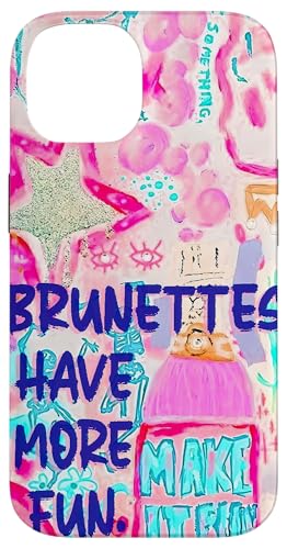Brunettes Have More Fun Make It Fun Pink Collage Summer Cute Case for iPhone 14