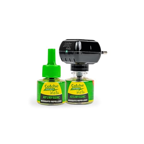Catche Insta Mosquito Vaporizer - Ayurvedic Mosquito Repellent | 1 Machine + 2 Refills (45ml Each)