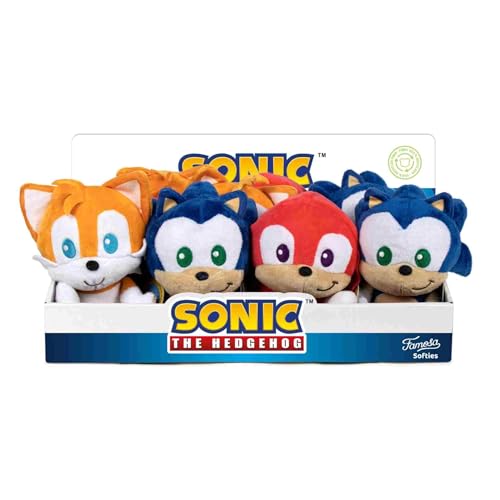 Famosa Softies - Sonic Plüschtier 22 Zentimeter, 3 Modelle verfügbar, einschließlich Tails und Knuckles, Blauer Igel, Klassische Videospiele, Jungen und Mädchen + 1 Jahr, zufällige Lieferung