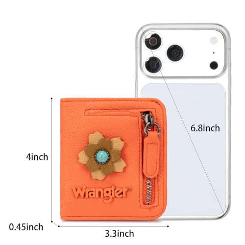 Image of Montana West X Wrangler Slim Wallet Women Small Rfid Blocking Wallets Bifold Credit Card Holder Wallets with Clear ID Window