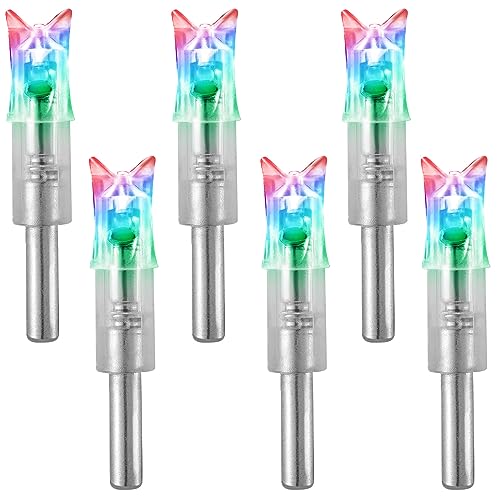KEAUP 6PCS Lighted Nocks for Crossbow .300/7.62mm Inside Diameter Lighted Arrow Nocks for Archery Hunting (Strobe)