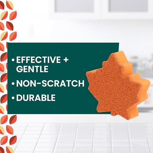 Image of Scotch-Brite Leafy Clean Scrub Sponge, 1 Pack | Two-Sided Kitchen Sponges for Cleaning Effectively, Leaf Shaped Dish Sponges with 100% Recycled Scrubbing Fibers