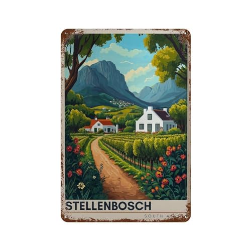 Gynaver Stellenbosch South Africa Travel Cape Winelands (2) Vintage Sublime Tin Painting Wall Poster Metal Sign Wall Decor Style 30x20cm