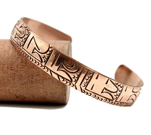 Pure Copper Tibetan Healing Bracelet. Om Mani Padme Hum Mantra Bracelet.
