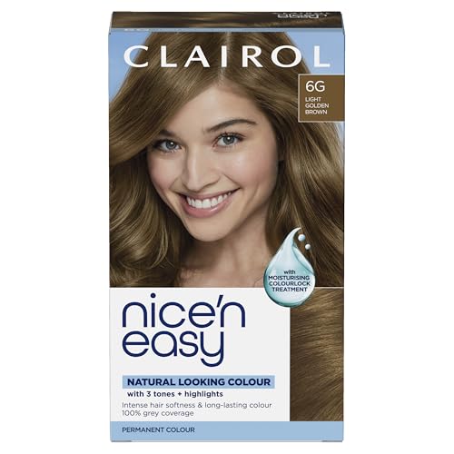 Clairol Nicen Easy Crème Natural Looking Oil Infused Permanent Hair Dye 6G Light Golden Brown 1 Count (Pack of 1)