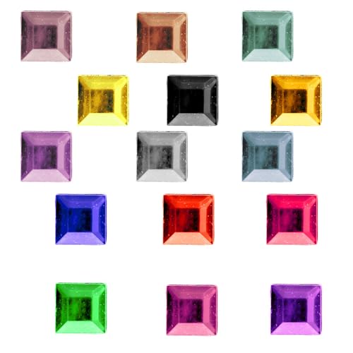 The Crafts Outlet 144pc Rhinestones Square 14mm - Multi Assortment
