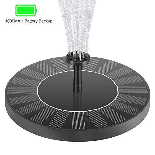 KeShi Solar Fountain Water Pump with Battery Backup, 2.5W Free Standing Solar Powered Fountain Pump for Bird Bath, Small Pond, Pool, Fish Tank and Garden Decoration