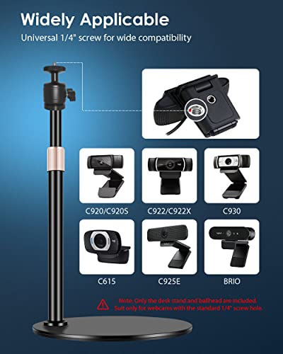 Webcam Tripod Stand for Desk Height Adjustable & 360° Swivel Compatible with Logitech Webcam C922 C930e C920S C920 C615 C960 NexiGo N60 and BRIO... - Image 3