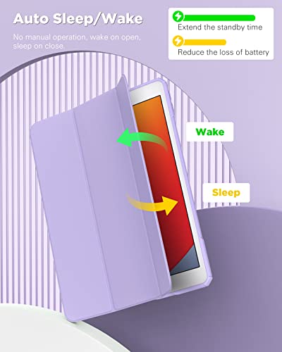 Timovo For Ipad 9Th Generation Case 2021, 10.2 Inch Ipad Case With Pencil Holder, Smart Stand Protective Clear Case Cover For Ipad Case 9Th/8Th/7Th (2021/2020/2019), Taro Purple #TOP6