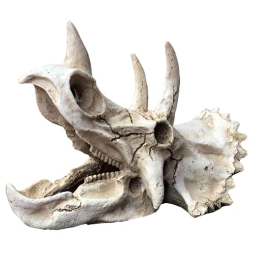 VANZACK Dinosaurier Schädel Aquarium Deko Triceratops Skelett für Fischbehälter Langlebig und Sicher als Versteck für Fische und Terrariengestaltung