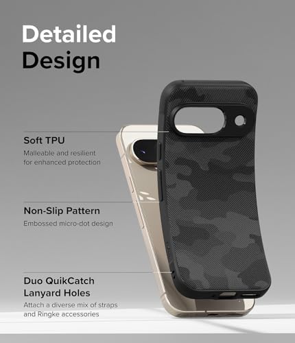 Image of Ringke Onyx for Google Pixel 9 Case [Feels Good in The Hand] Oil & Dirt Resistant, Enhanced Camera Lens Protection, Comfortable Grip, Non-Slip, Lightweight Cover - Camo Black