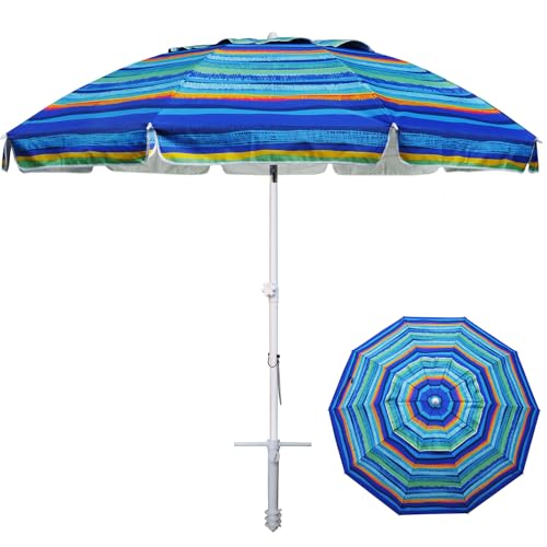 AMMSUN 8 Ft Beach Umbrella Sand Anchor Teal