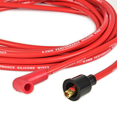 Universal Spark Plug Wire Set 8.5Mm With Red Silicone Jacket And 90 Degree Boots Replaces Accel 4041 #TOP3