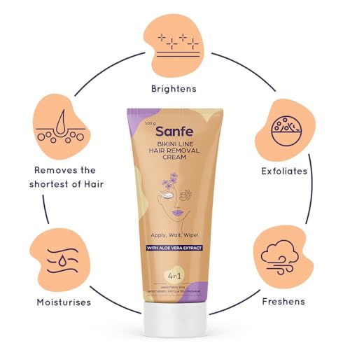 Image of Sanfe Hair Removal Gel- 100ml with Aloe Vera & Coconut Extracts (Hair removal Cream 100 gm)