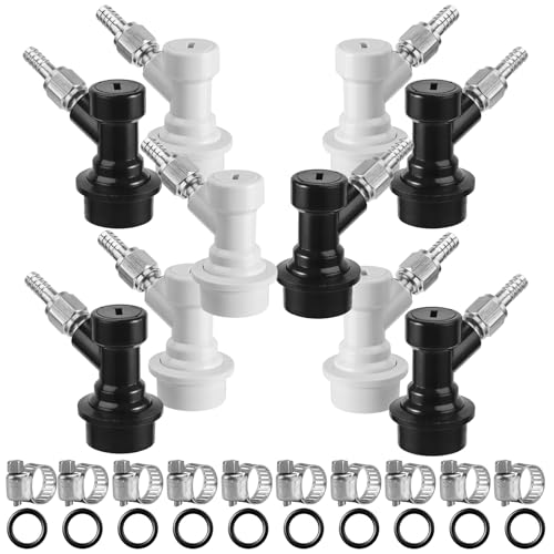 5 Pairs Corny Keg Ball Lock Quick Disconnect Set, Home Brewing Cornelius Keg Parts Ball Lock Keg Fittings with Stainless 5/16'' Gas 1/4'' Beer Barb Swivel Nuts Hose Clamp for Keg Post Coupler