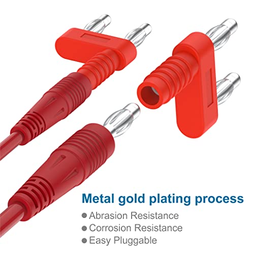 Image of Banana Plug Alligator Clip Pure Copper Fork Test Lead, Stackable 3.3ft Multimeter Flexible Test Lead Wire Cable with Protective Jack Copper Clamps for Electrical Testing (8pcs Pack)