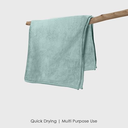 Image of HOUSSE Microfiber Face Towels | Ultra Absorbent, Odour-Free, Quick Dry 450 GSM Face Towel for Home, Gym, Travel, Running and Personal Use | 30x30 cm | Set of 4 in One Colour (Lily Pad, Pack of 4)