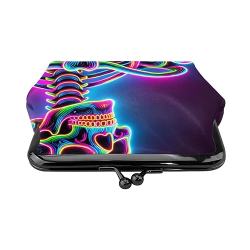 Pu Leather Buckle Coin Purse Neon-Skeleton Girls Kiss-Lock Change Purse Wallets2