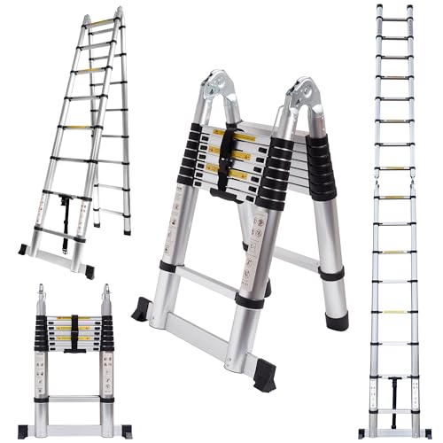 16.5 FT A-Frame Telescoping Ladder,8+8 Step...