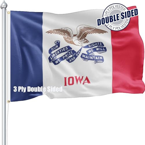 Nuibers Iowa Flag 3x5 FT Sturdy for Outside Heavy Duty 3Ply Polyester Iowa State Flags Outdoor Double Sided Long Lasting IA State Flag Brass Grommets