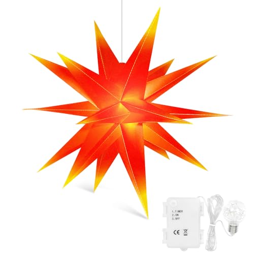 Qijieda 3D Weihnachtsstern Beleuchtet Batterie mit Timer - 45cm led...