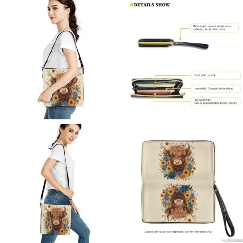 Image of Bucket Crossbody Bag Set for Women Lady, Leather Purse and Wallet Set Large Bucket Bag with Wallet