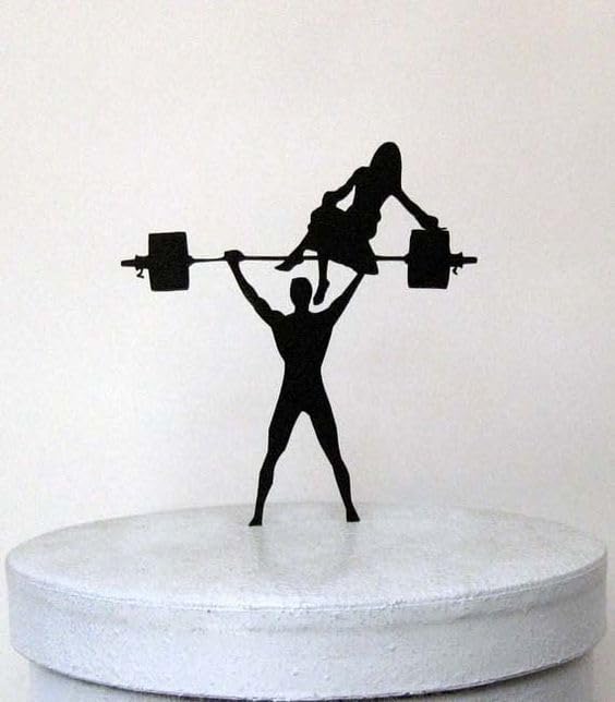 Maxsafe M Powerlifting Theme Cake Topper Acrylic Wedding Cake Topper Wedding,Engagement,Anniversary Cake Decoration