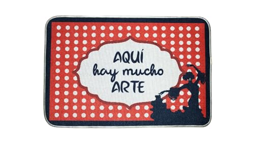 hola-world. Felpudo/Alfombrilla Original para Puerta de Entrada e Interior (Cocina, Dormitorio, salón etc.) Base Antideslizante de Caucho. Lavable a máquina. Modelo: Arte. Medidas: 40x60 cm.