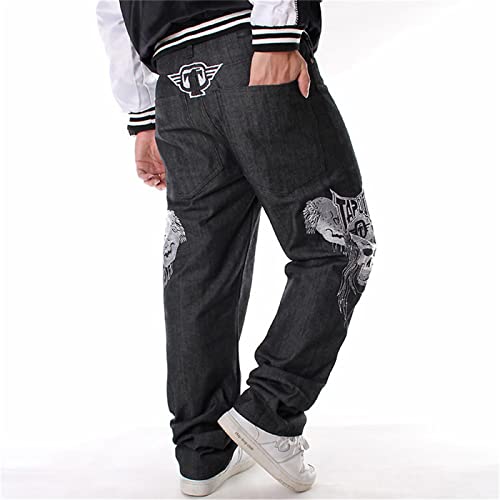 Veroders Men's Baggy Hip Hop Black Jeans- Loose Skateboard Pants Straight Baggy Skater Black Jeans for Men VD-801 344