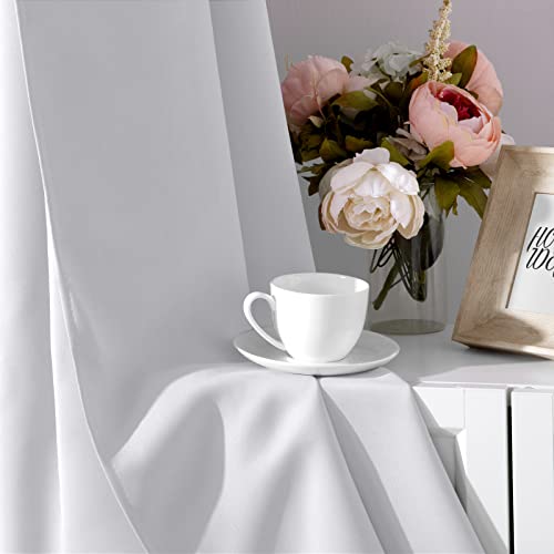 Homeideas Greyish White Curtains 84 Inches Long 2 Panels Set, Room Darkening Curtains & Drapes For Bedroom, Light Blocking Thermal Insulated Grommet Window Curtains For Living Room #TOP4