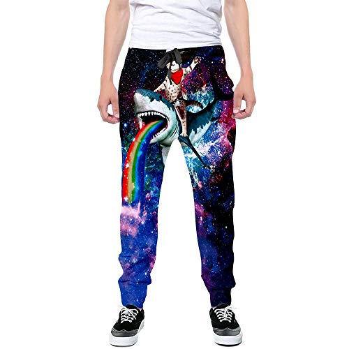 Goodstoworld Joggers Cat Shark Pants Sweatpants Graphic Men Women 3D Print Galaxy Rainbow Funny Cat Sweatpants Gym Trousers