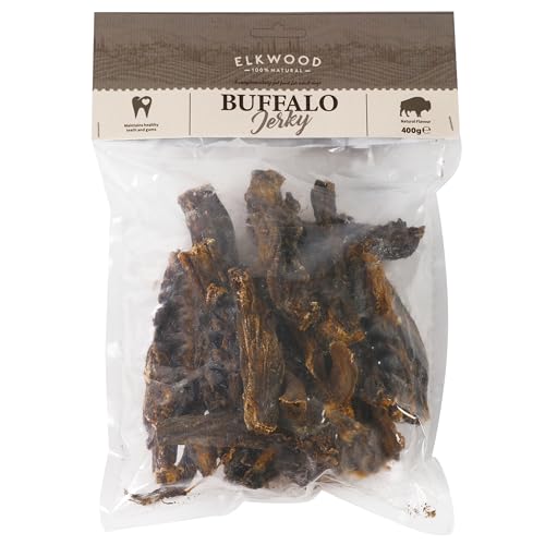 Elkwood Meat Jerky Chew Treats (400g) | 100% Natural & Grain-Free Long-Lasting Tasty Snacks | High in Protein, Iron & Vitamin B - Supports Strong Teeth, Muscles, Brain, Heart Health
