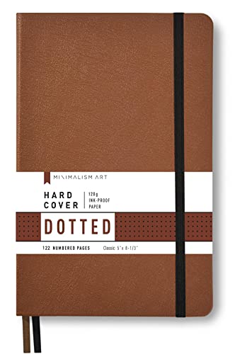 Carnet A5 Minimalism Art couverture rigide marron avec 192 pages pointillées 100gsm